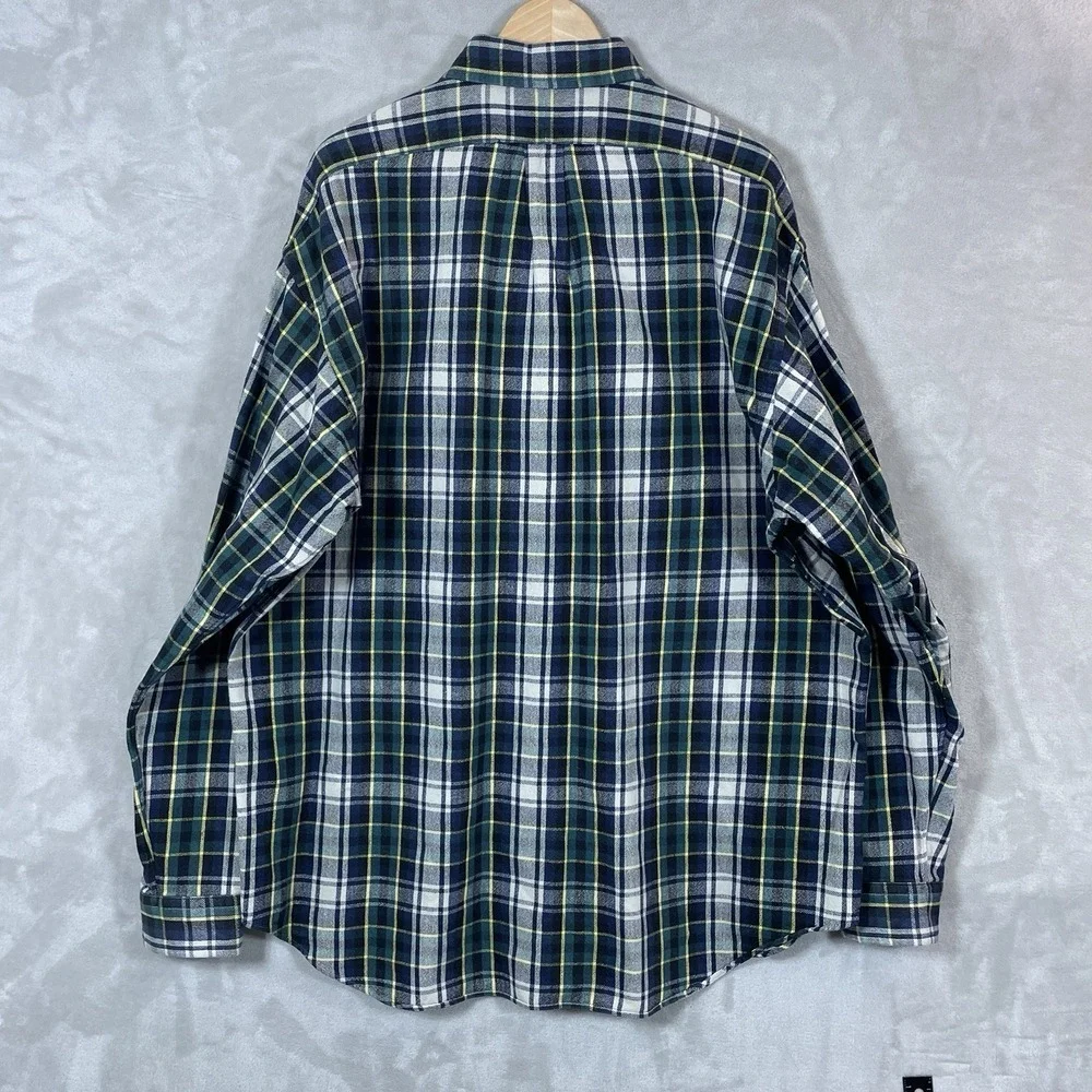 Ralph Lauren Blake Heavyweight Cotton Flannel Men XL Plaid 90s Button Down Shirt